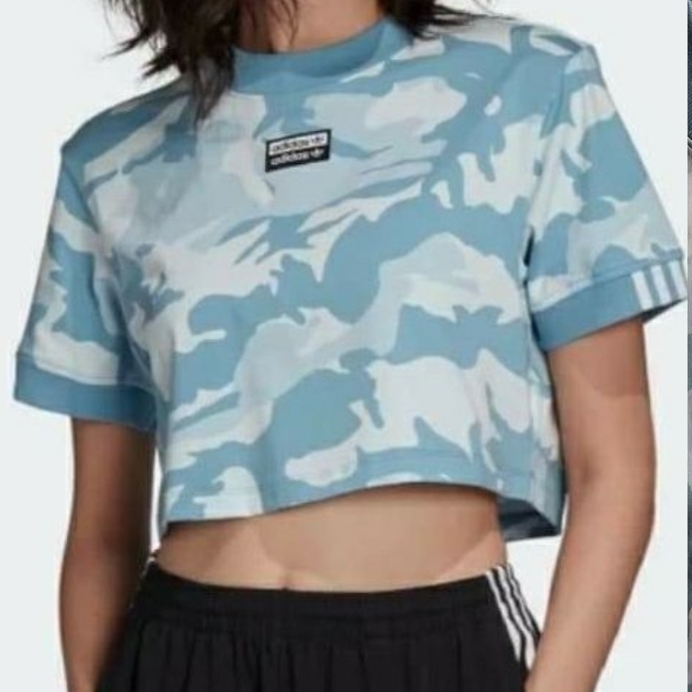 adidas Originals Blue Camouflage Crop Top